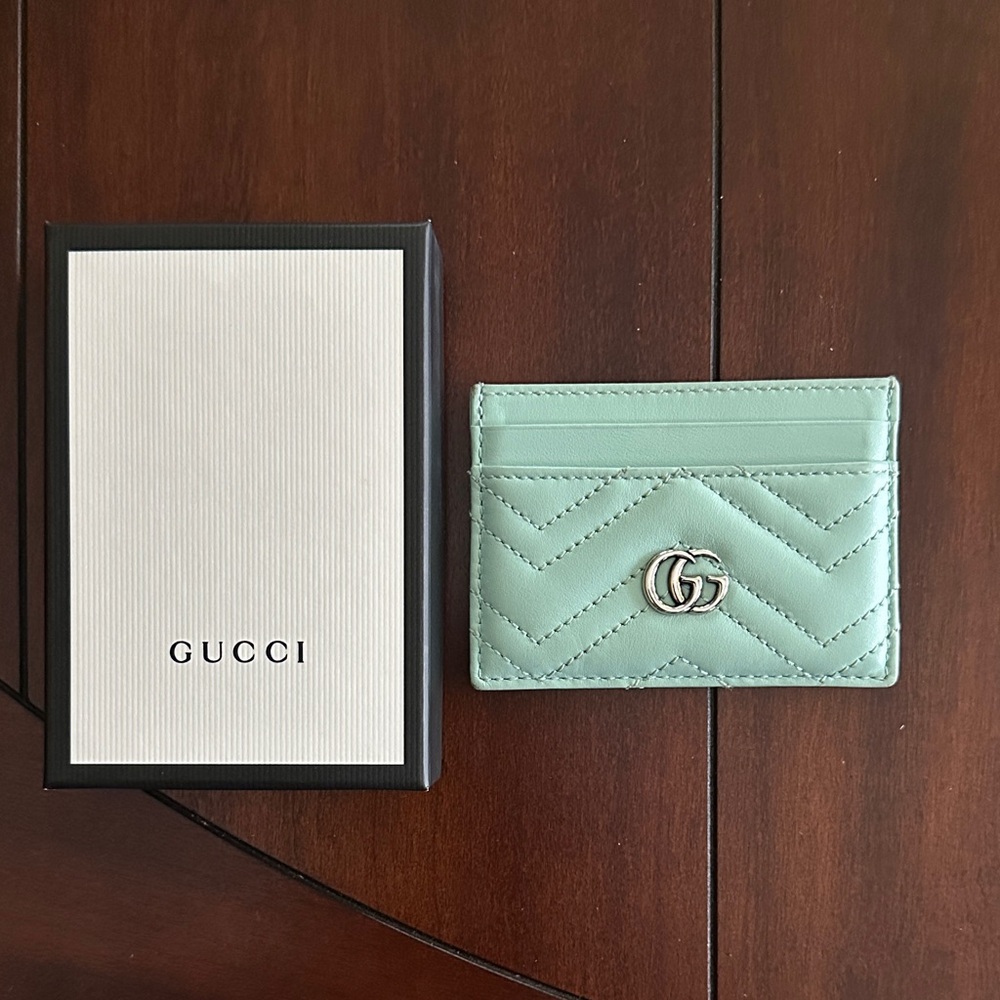 Gucci Light Green Quilted Card Holder